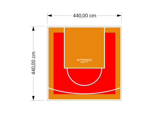 19M2/440X440CM CZERWONO-POMARAŃCZOWE BOISKO DO KOSZYKÓWKI SPEEDSPORT HEXA POWER PRO