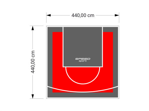 19M2/440X440CM CZERWONO-GRAFITOWE BOISKO DO KOSZYKÓWKI SPEEDSPORT HEXA POWER PRO