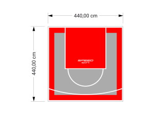 19M2/440X440CM SZARO-CZERWONE BOISKO DO KOSZYKÓWKI SPEEDSPORT HEXA POWER PRO