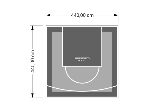 19M2/440X440CM SZARO-GRAFITOWE BOISKO DO KOSZYKÓWKI SPEEDSPORT HEXA POWER PRO