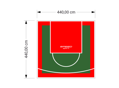 19M2/440X440CM ZIELONO-CZERWONE BOISKO DO KOSZYKÓWKI SPEEDSPORT HEXA POWER PRO