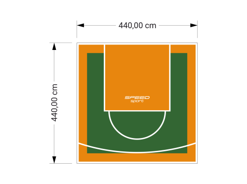 19M2/440X440CM ZIELONO-POMARAŃCZOWE BOISKO DO KOSZYKÓWKI SPEEDSPORT HEXA POWER PRO