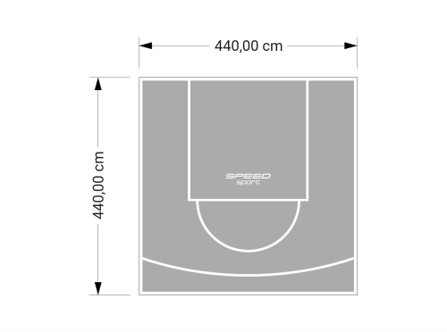 19M2/440X440CM SZARE BOISKO DO KOSZYKÓWKI SPEEDSPORT HEXA POWER PRO