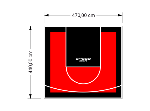 21M2/440X470CM CZERWONO-CZARNE BOISKO DO KOSZYKÓWKI SPEEDSPORT HEXA POWER PRO