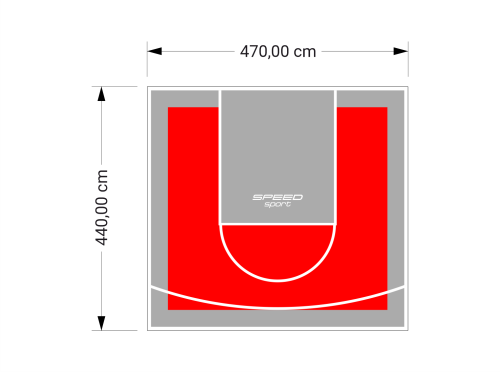 21M2/440X470CM CZERWONO-SZARE BOISKO DO KOSZYKÓWKI SPEEDSPORT HEXA POWER PRO