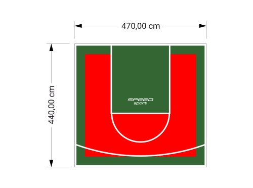 21M2/440X470CM CZERWONO-ZIELONE BOISKO DO KOSZYKÓWKI SPEEDSPORT HEXA POWER PRO