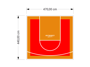 21M2/440X470CM CZERWONO-POMARAŃCZOWE BOISKO DO KOSZYKÓWKI SPEEDSPORT HEXA POWER PRO