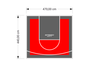 21M2/440X470CM CZERWONO-GRAFITOWE BOISKO DO KOSZYKÓWKI SPEEDSPORT HEXA POWER PRO