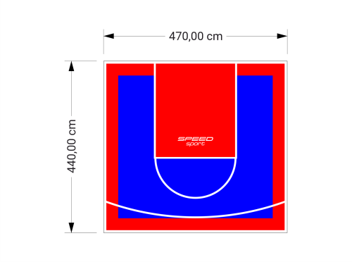 21M2/440X470CM NIEBIESKO-CZERWONE BOISKO DO KOSZYKÓWKI SPEEDSPORT HEXA POWER PRO