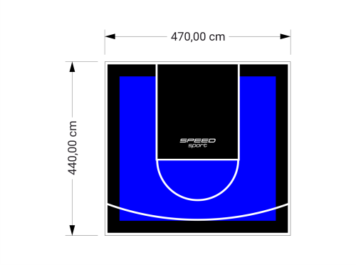 21M2/440X470CM NIEBIESKO-CZARNE BOISKO DO KOSZYKÓWKI SPEEDSPORT HEXA POWER PRO