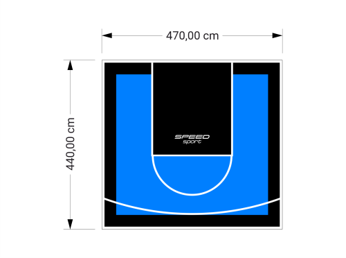 21M2/440X470CM BŁĘKITNO-CZARNE BOISKO DO KOSZYKÓWKI SPEEDSPORT HEXA POWER PRO
