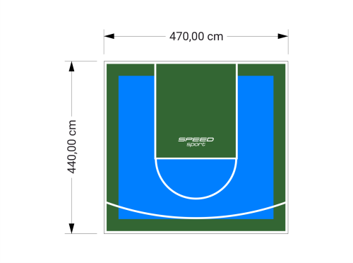 21M2/440X470CM BŁĘKITNO-ZIELONE BOISKO DO KOSZYKÓWKI SPEEDSPORT HEXA POWER PRO