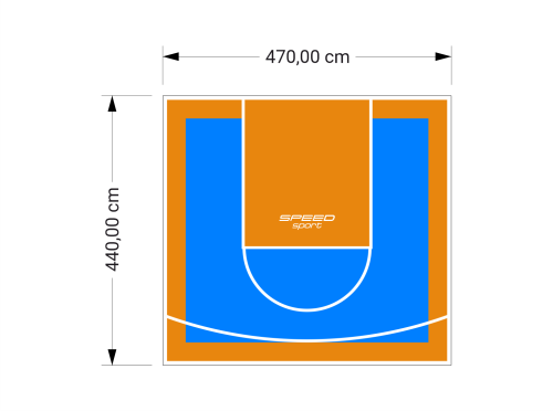 21M2/440X470CM BŁĘKITNO-POMARAŃCZOWE BOISKO DO KOSZYKÓWKI SPEEDSPORT HEXA POWER PRO