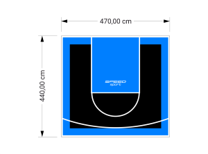 21M2/440X470CM CZARNO-BŁĘKITNE BOISKO DO KOSZYKÓWKI SPEEDSPORT HEXA POWER PRO