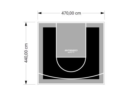 21M2/440X470CM CZARNO-SZARE BOISKO DO KOSZYKÓWKI SPEEDSPORT HEXA POWER PRO