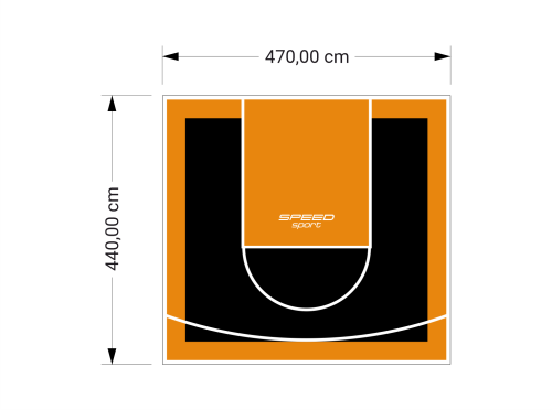 21M2/440X470CM CZARNO-POMARAŃCZOWE BOISKO DO KOSZYKÓWKI SPEEDSPORT HEXA POWER PRO