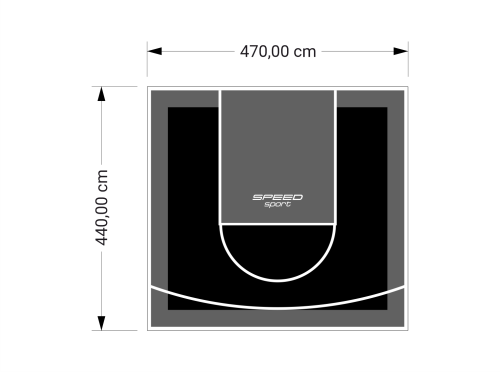 21M2/440X470CM CZARNO-GRAFITOWE BOISKO DO KOSZYKÓWKI SPEEDSPORT HEXA POWER PRO