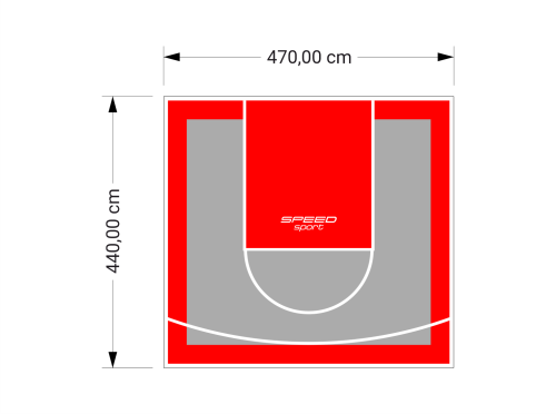 21M2/440X470CM SZARO-CZERWONE BOISKO DO KOSZYKÓWKI SPEEDSPORT HEXA POWER PRO