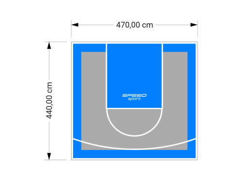 21M2/440X470CM SZARO-BŁĘKITNE BOISKO DO KOSZYKÓWKI SPEEDSPORT HEXA POWER PRO