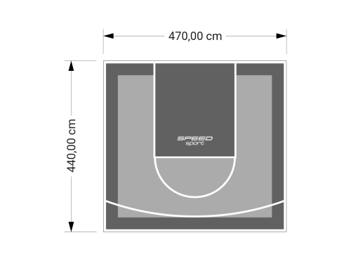 21M2/440X470CM SZARO-GRAFITOWE BOISKO DO KOSZYKÓWKI SPEEDSPORT HEXA POWER PRO
