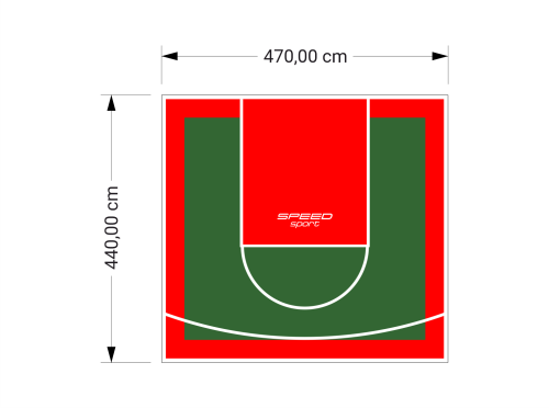 21M2/440X470CM ZIELONO-CZERWONE BOISKO DO KOSZYKÓWKI SPEEDSPORT HEXA POWER PRO