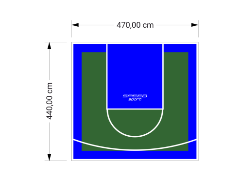 21M2/440X470CM ZIELONO-NIEBIESKIE BOISKO DO KOSZYKÓWKI SPEEDSPORT HEXA POWER PRO