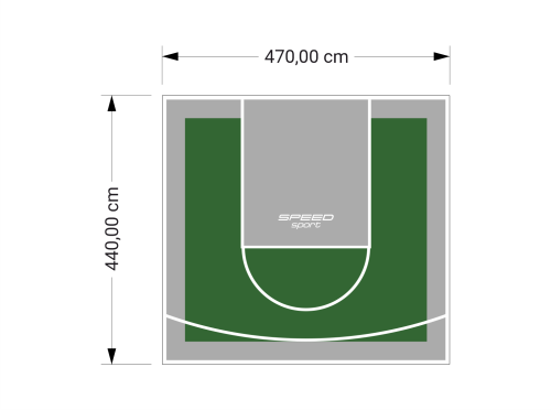 21M2/440X470CM ZIELONO-SZARE BOISKO DO KOSZYKÓWKI SPEEDSPORT HEXA POWER PRO