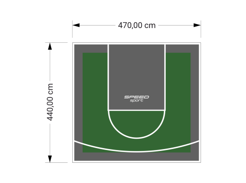 21M2/440X470CM ZIELONO-GRAFITOWE BOISKO DO KOSZYKÓWKI SPEEDSPORT HEXA POWER PRO
