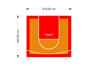 21M2/440X470CM POMARAŃCZOWO-CZERWONE BOISKO DO KOSZYKÓWKI SPEEDSPORT HEXA POWER PRO