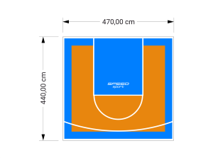 21M2/440X470CM POMARAŃCZOWO-BŁĘKITNE BOISKO DO KOSZYKÓWKI SPEEDSPORT HEXA POWER PRO