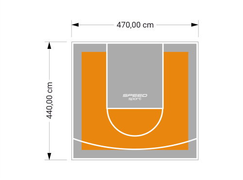 21M2/440X470CM POMARAŃCZOWO-SZARE BOISKO DO KOSZYKÓWKI SPEEDSPORT HEXA POWER PRO