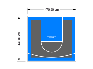 21M2/440X470CM GRAFITOWO-BŁĘKITNE BOISKO DO KOSZYKÓWKI SPEEDSPORT HEXA POWER PRO