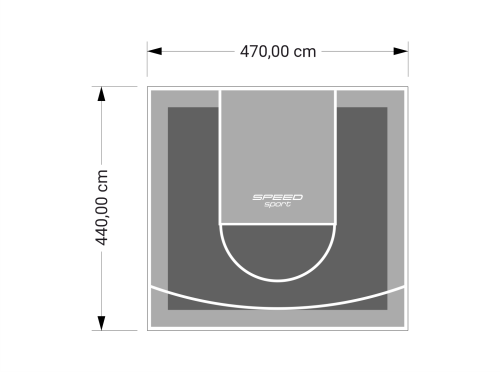 21M2/440X470CM GRAFITOWO-SZARE BOISKO DO KOSZYKÓWKI SPEEDSPORT HEXA POWER PRO