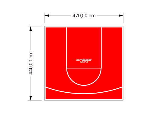 21M2/440X470CM CZERWONE BOISKO DO KOSZYKÓWKI SPEEDSPORT HEXA POWER PRO