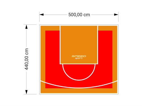 22M2/440X500CM CZERWONO-POMARAŃCZOWE BOISKO DO KOSZYKÓWKI SPEEDSPORT HEXA POWER PRO