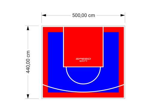22M2/440X500CM NIEBIESKO-CZERWONE BOISKO DO KOSZYKÓWKI SPEEDSPORT HEXA POWER PRO