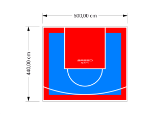 22M2/440X500CM BŁĘKITNO-CZERWONE BOISKO DO KOSZYKÓWKI SPEEDSPORT HEXA POWER PRO