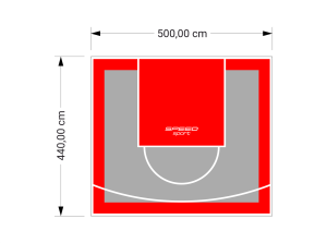 22M2/440X500CM SZARO-CZERWONE BOISKO DO KOSZYKÓWKI SPEEDSPORT HEXA POWER PRO