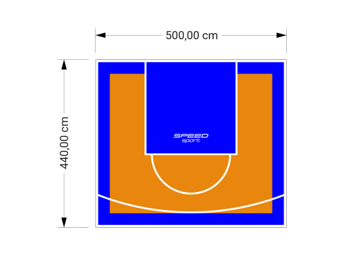 22M2/440X500CM POMARAŃCZOWO-NIEBIESKIE BOISKO DO KOSZYKÓWKI SPEEDSPORT HEXA POWER PRO