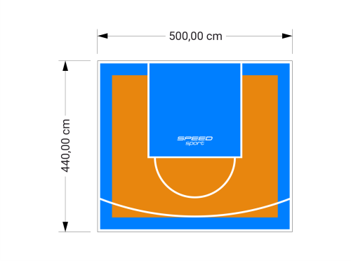 22M2/440X500CM POMARAŃCZOWO-BŁĘKITNE BOISKO DO KOSZYKÓWKI SPEEDSPORT HEXA POWER PRO