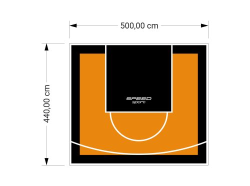 22M2/440X500CM POMARAŃCZOWO-CZARNE BOISKO DO KOSZYKÓWKI SPEEDSPORT HEXA POWER PRO