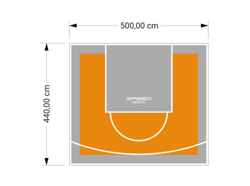 22M2/440X500CM POMARAŃCZOWO-SZARE BOISKO DO KOSZYKÓWKI SPEEDSPORT HEXA POWER PRO