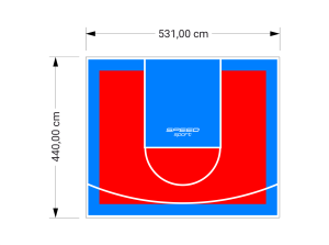 23M2/440X531CM CZERWONO-BŁĘKITNE BOISKO DO KOSZYKÓWKI SPEEDSPORT HEXA POWER PRO