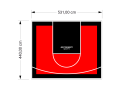 23M2/440X531CM CZERWONO-CZARNE BOISKO DO KOSZYKÓWKI SPEEDSPORT HEXA POWER PRO