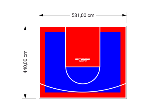 23M2/440X531CM NIEBIESKO-CZERWONE BOISKO DO KOSZYKÓWKI SPEEDSPORT HEXA POWER PRO