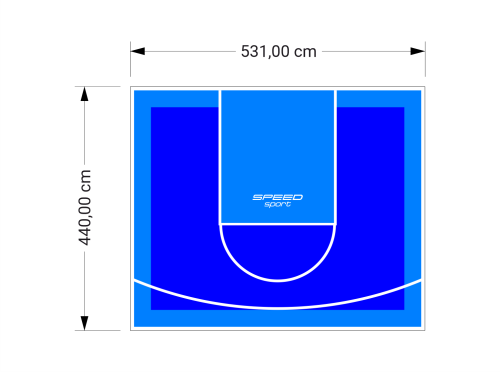23M2/440X531CM NIEBIESKO-BŁĘKITNE BOISKO DO KOSZYKÓWKI SPEEDSPORT HEXA POWER PRO