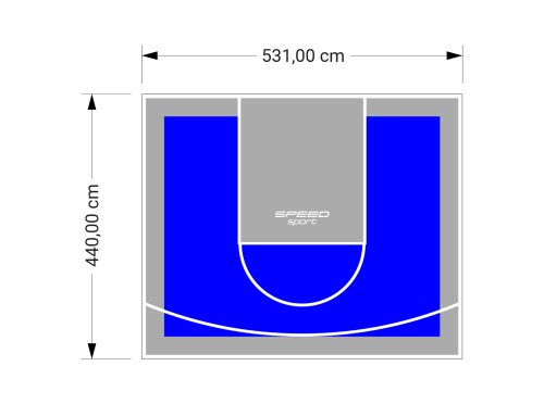 23M2/440X531CM NIEBIESKO-SZARE BOISKO DO KOSZYKÓWKI SPEEDSPORT HEXA POWER PRO