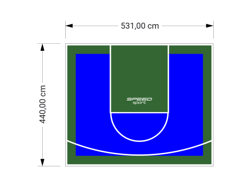 23M2/440X531CM NIEBIESKO-ZIELONE BOISKO DO KOSZYKÓWKI SPEEDSPORT HEXA POWER PRO