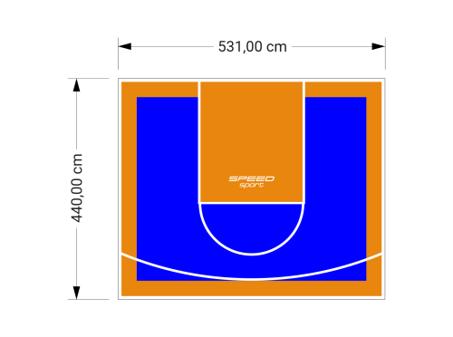 23M2/440X531CM NIEBIESKO-POMARAŃCZOWE BOISKO DO KOSZYKÓWKI SPEEDSPORT HEXA POWER PRO