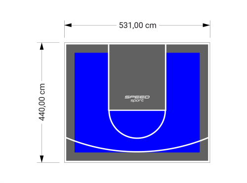 23M2/440X531CM NIEBIESKO-GRAFITOWE BOISKO DO KOSZYKÓWKI SPEEDSPORT HEXA POWER PRO